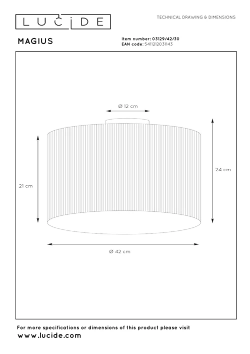 Lucide MAGIUS - Flush ceiling light - Ø 42 cm - 1xE27 - Natural - technical